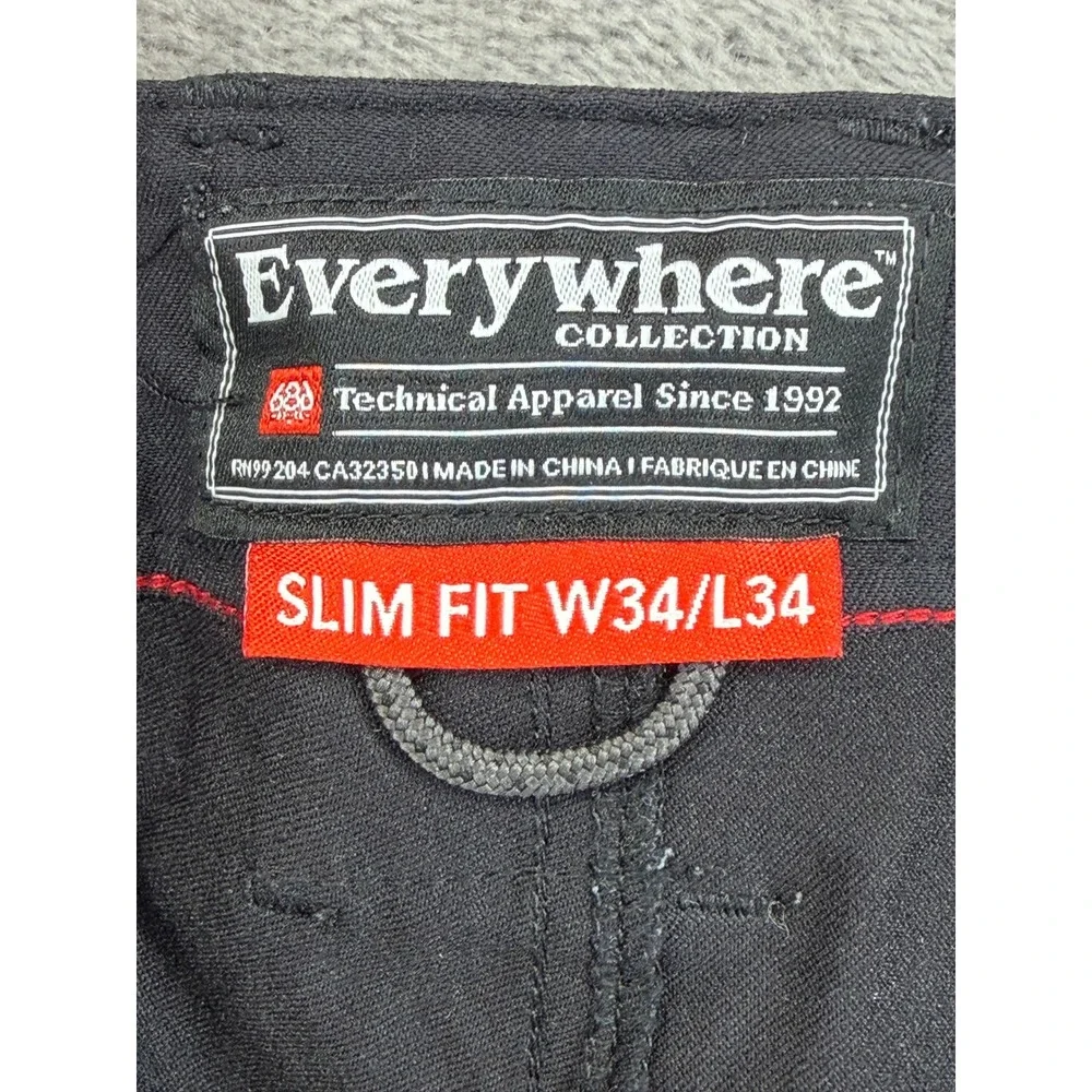 686 Mens Everywhere Pant Slim Fit Black Technical Travel Chino KCRGNS02 W34 L34
